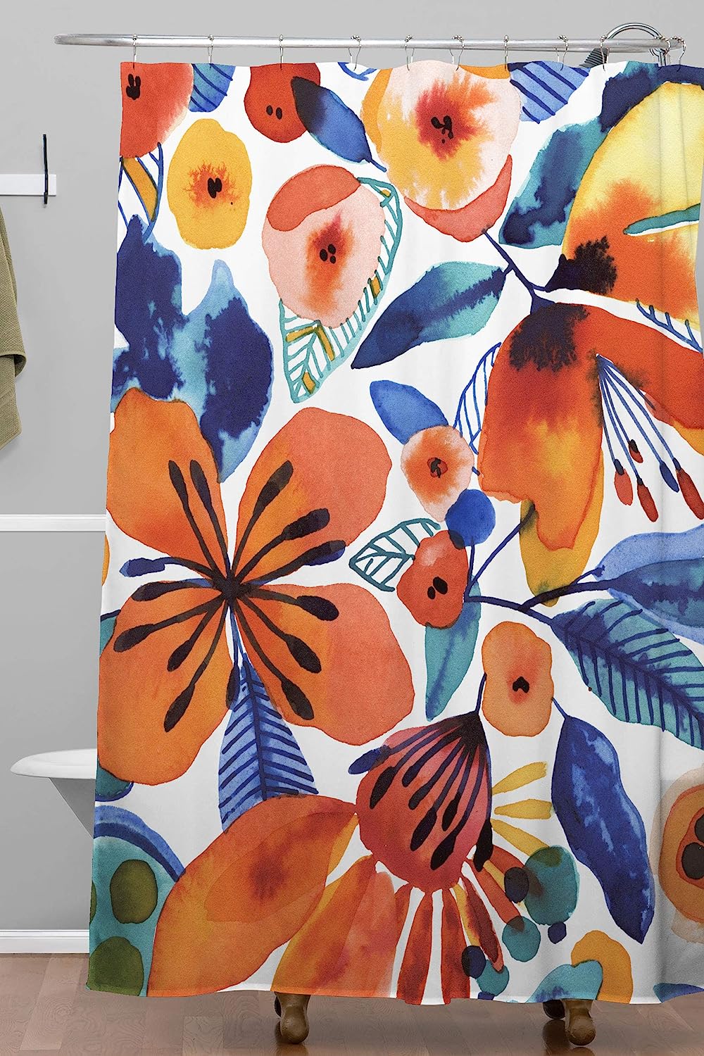 Azafran Shower Curtain In Orange By Cayenablanca - Add A Pop Of Color To Your Bathroom - Image 2