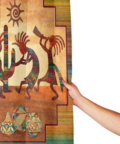 Aztec Ancient Ethnic Tribal Retro Waterproof Fabric Kokopelli Shower Curtain for Unique Bathroom Decor