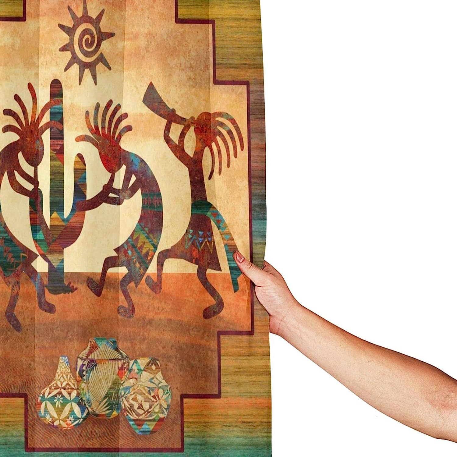 Aztec Ancient Ethnic Tribal Retro Waterproof Fabric Kokopelli Shower Curtain for Unique Bathroom Decor