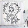 Aztec Geometric Design Tribal Shower Curtain with Dreamy Moon Print