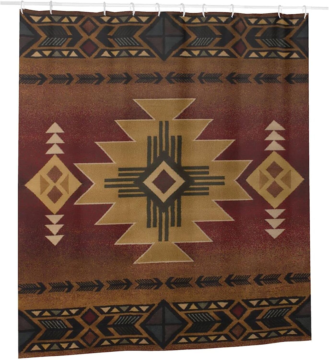 Aztec Navajo Pattern Vintage Shower Curtain for Ethnic Bathroom Decor