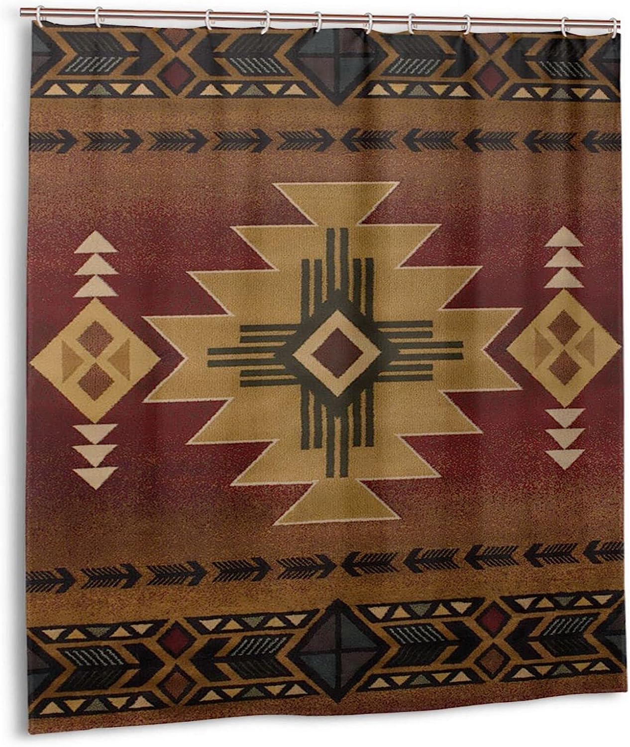 Aztec Navajo Pattern Vintage Shower Curtain for Ethnic Bathroom Decor