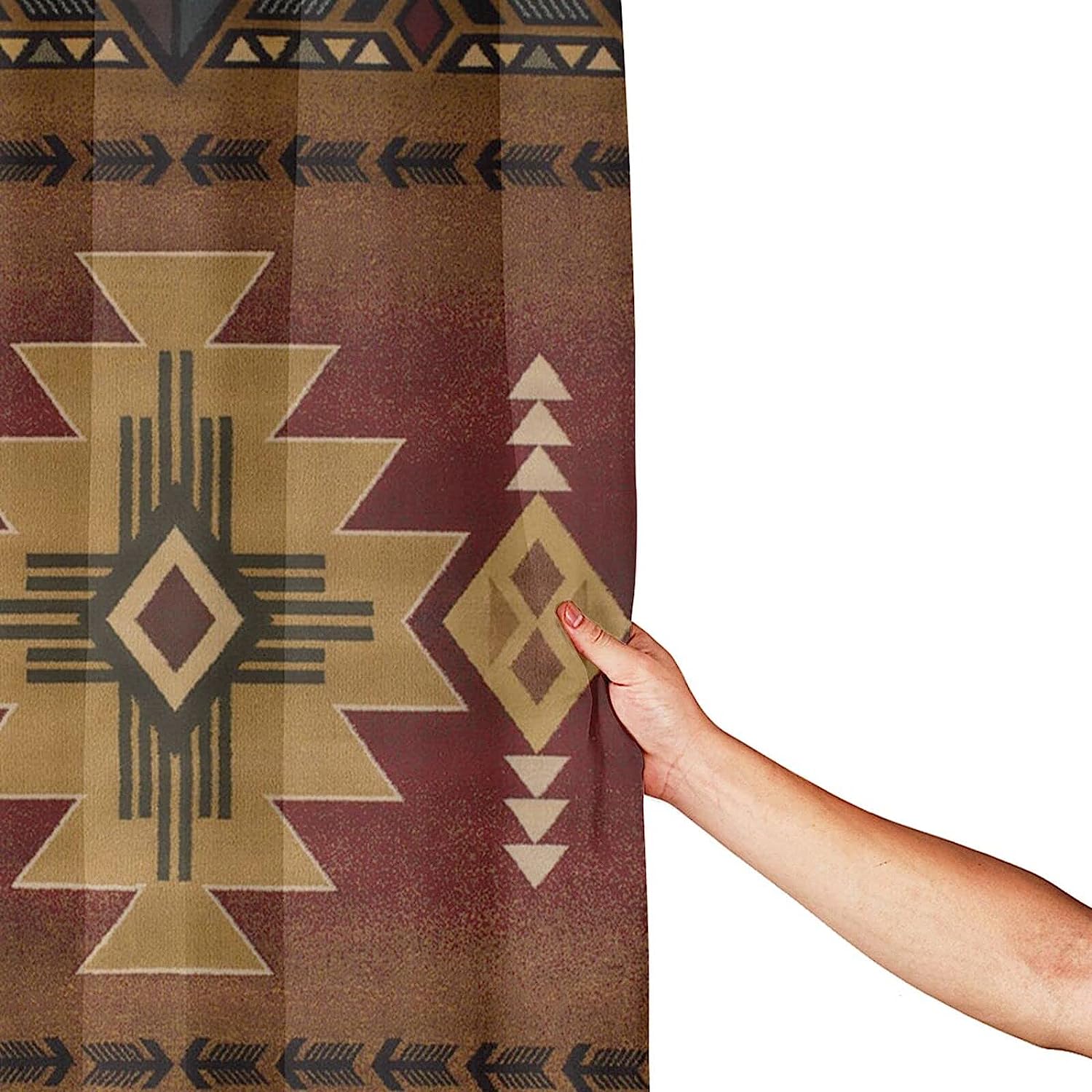 Aztec Navajo Pattern Vintage Shower Curtain for Ethnic Bathroom Decor