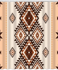 Aztec Print Southwestern Native American Ethnic Navajo Abstract Geometric Tribal Vintage Shower Curtain
