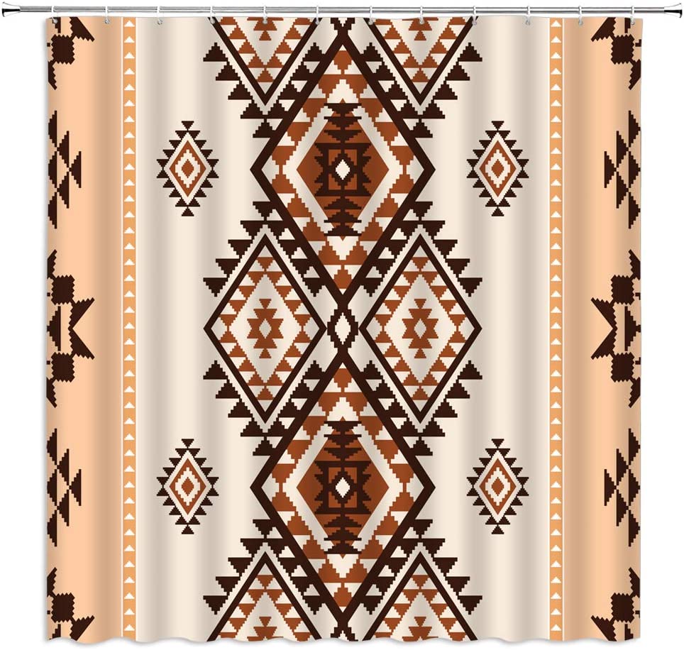 Aztec Print Southwestern Native American Ethnic Navajo Abstract Geometric Tribal Vintage Shower Curtain