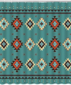 Aztec Shower Curtain Southwestern Navajo Native American Tribal Ethnic Geometric Vintage Decor 