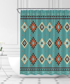 Aztec Shower Curtain Southwestern Navajo Native American Tribal Ethnic Geometric Vintage Decor