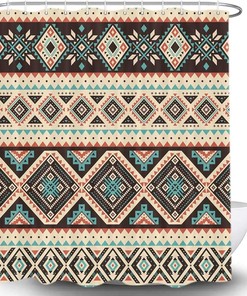 Aztec Shower Curtain, Southwestern Tribal Western Boho Vintage Bathroom Accessory