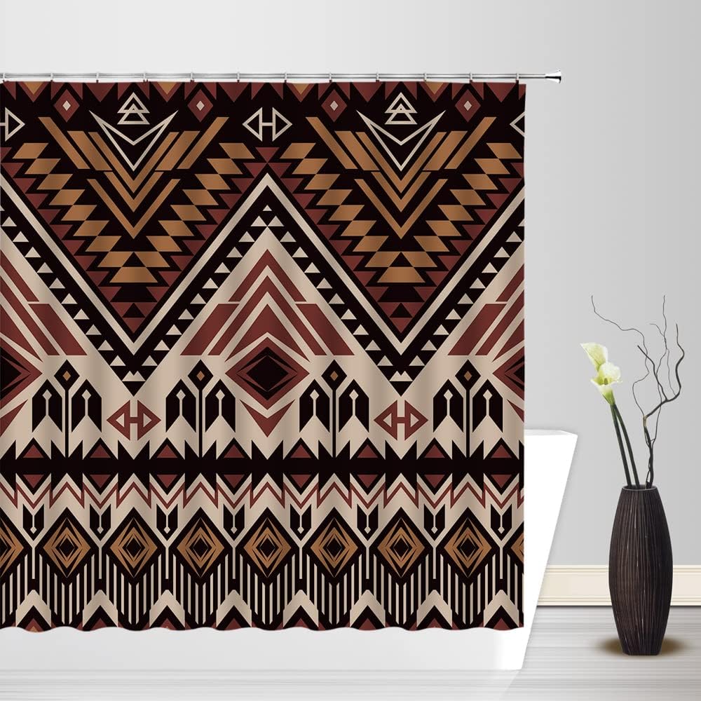 Aztec Shower Curtain With A Retro Southwestern Tribal Theme