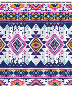 Aztec Shower Curtain with Tribal and Abstract Design, Navajo Ethnic American Native Retro Fashion Bathroom Curtains