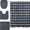 Aztec Stripe Leopard Spot Shower Curtain With Matching Mat For Bohemian Bathroom Decor