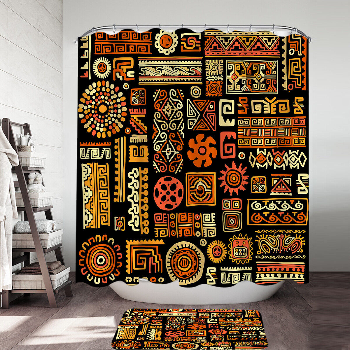 Aztec Symbols Shower Curtain Design