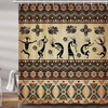 Aztec Western Kokopelli Ethnic Tribal Fabric Shower Curtain - Brown Southwestern Native American Bath Decor Accessoriess