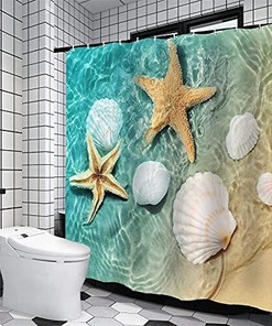 BOISTAR Luxury Full Size Shower Curtain Set with U Shape Mats