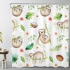 Baby Animals Sloth Watercolor Boho Tropical Drawing Bathroom Shower Curtain With Kids Bathroom Shower Curtain