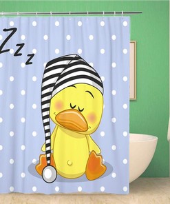 Baby Bedtime Fun Pink Hat Sleeping Duck In Cap Shower Curtain