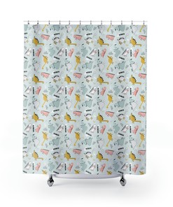 Baby Blue Dinosaur Shower Curtain