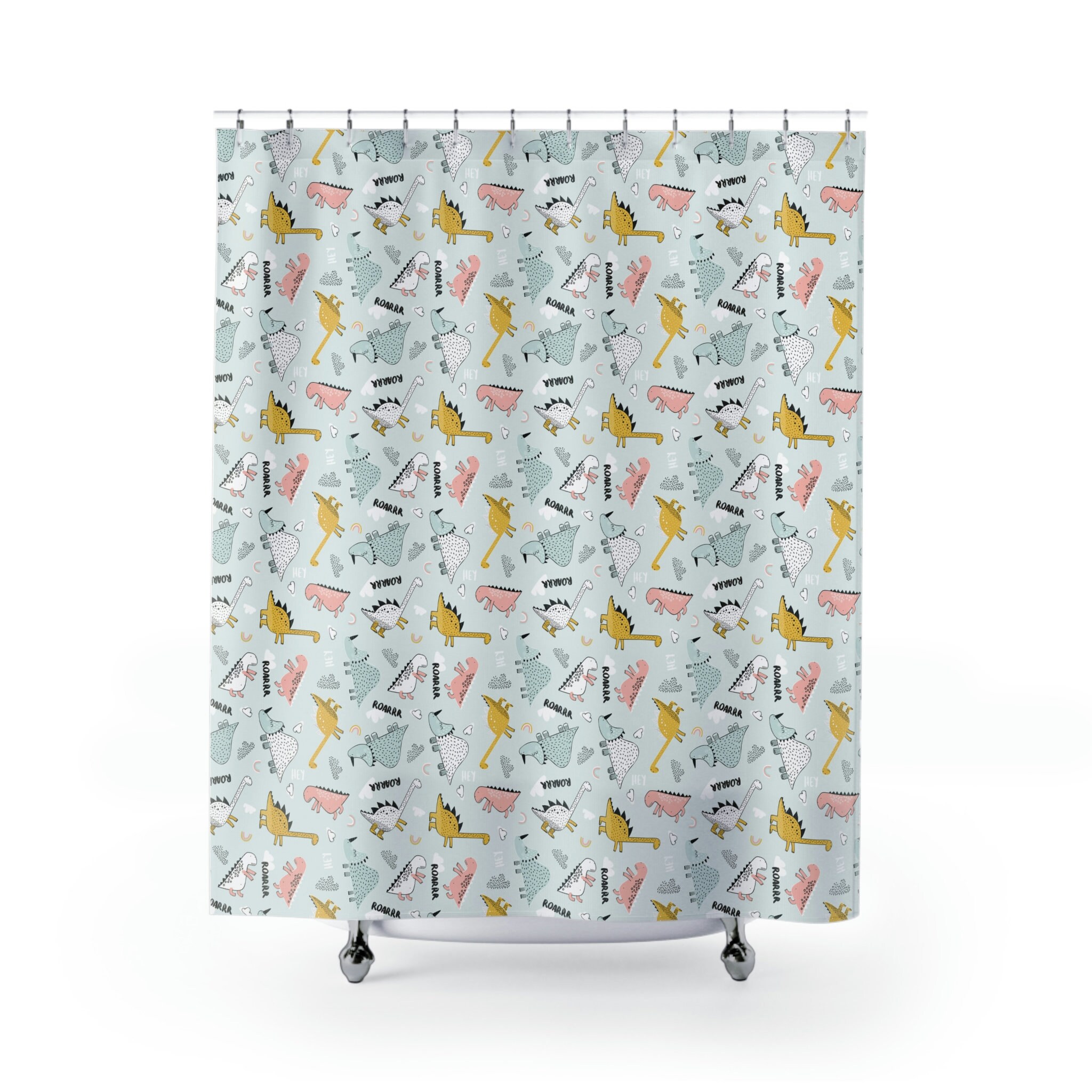 Baby Blue Dinosaur Shower Curtain