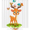 Baby Deer Butterflies Shower Curtain With Waterproof Bathroom Decors For Cute Animal Lovers, Bathroom Decor