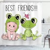 Baby Frog Love Friends Printed Shower Curtain for Kid's Bathroom Decor- Waterproof and Cute 