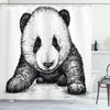 Baby Panda Bear Sketch Print Animal Shower Curtain For Kids Bathroom