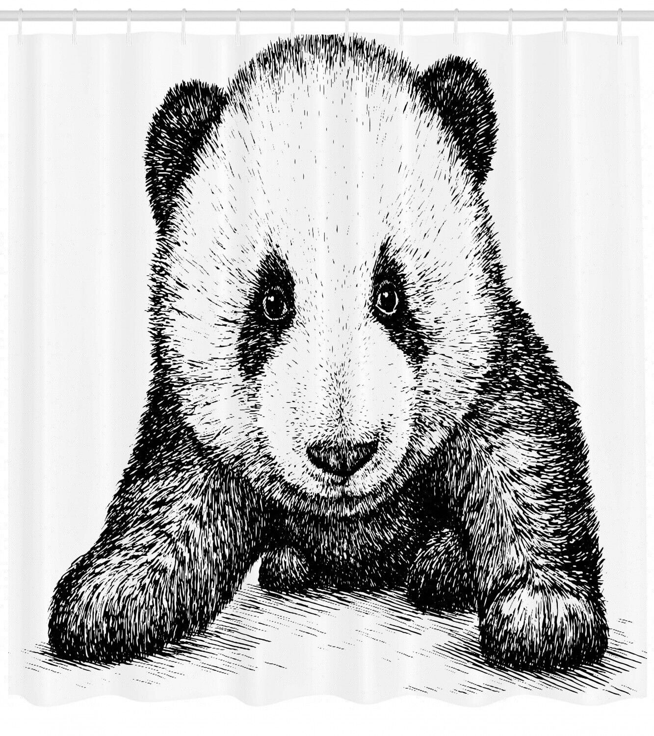 Baby Panda Bear Sketch Print Animal Shower Curtain For Kids Bathroom - Image 2