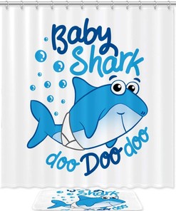 Baby Shark Waterproof Fabric Shower Curtain