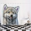 Baby Wolf Art Print Shower Curtain, Animal Bathroom Curtain For Nature Lovers