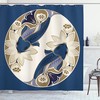 Balance Nature Koi Fish Shower Curtain, Cloth Fabric Bathroom Decor with Beings of Times Ying Yang Form Flower