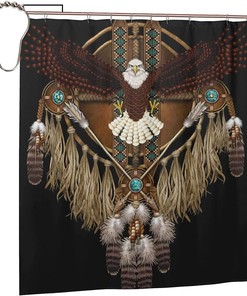 Bald Eagle Native American Mandala Shower Curtain For Bathroom Decor