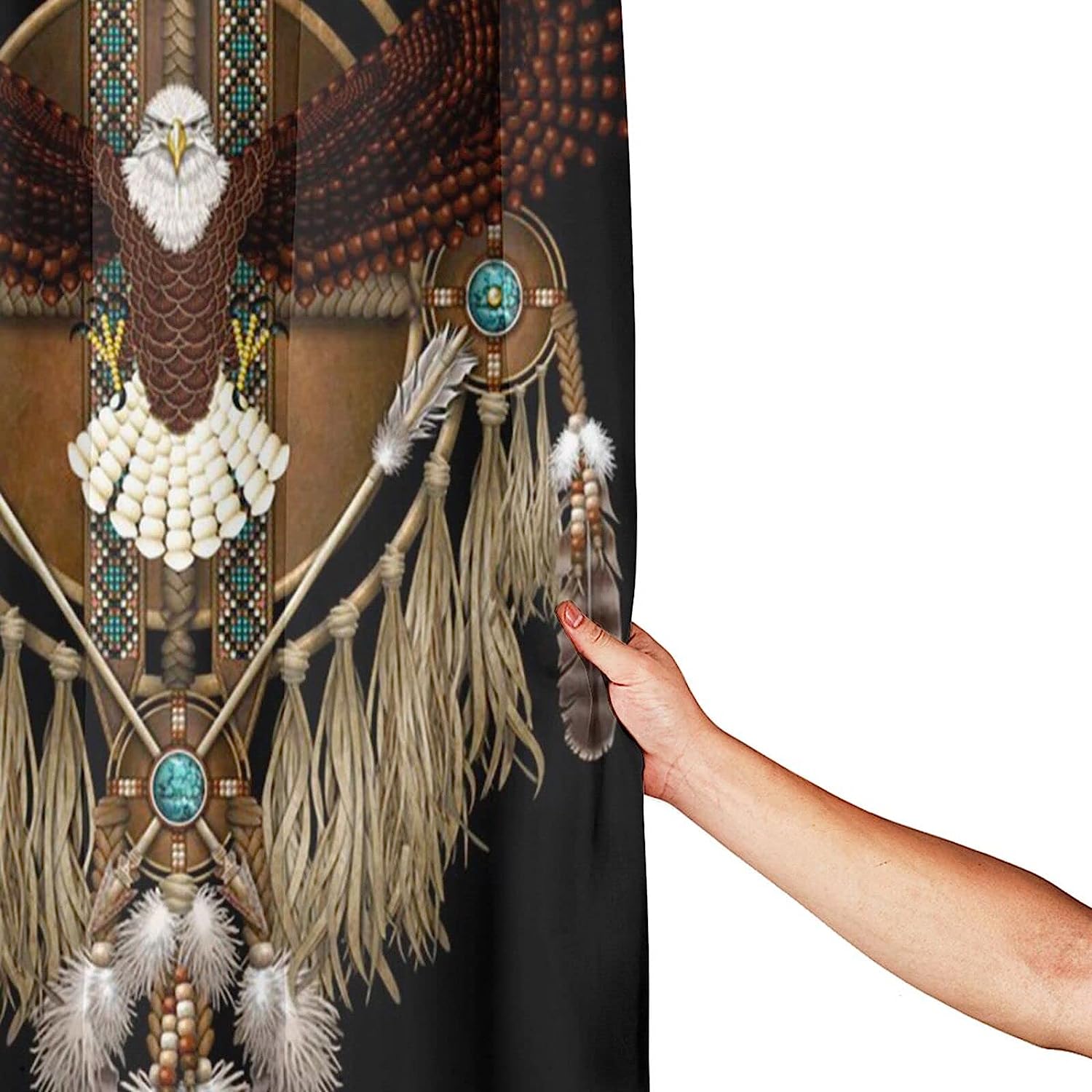 Bald Eagle Native American Mandala Shower Curtain For Bathroom Decor - Image 4