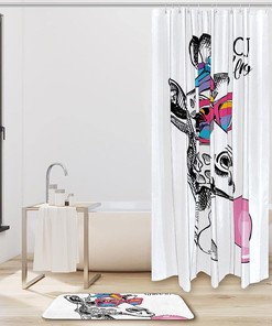 Balloon Crazy Unicorn Giraffe Funny Shower Curtain - Cute Bathroom Decor