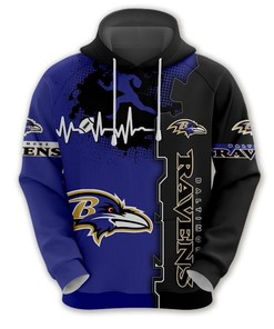 Baltimore Ravens All Over Print 3D Zip Up Hoodie For Nfl Fans