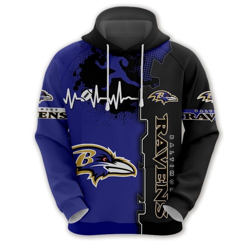 Baltimore Ravens All Over Print 3D Zip Up Hoodie For Nfl Fans