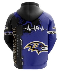 Baltimore Ravens All Over Print 3D Zip Up Hoodie For Nfl Fans