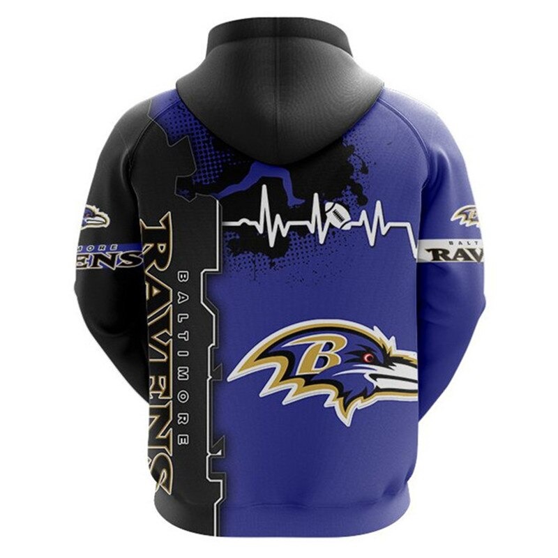 Baltimore Ravens All Over Print 3D Zip Up Hoodie For Nfl Fans
