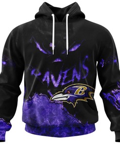 Baltimore Ravens All Over Print Hoodie Devil Eyes Gift For Fans