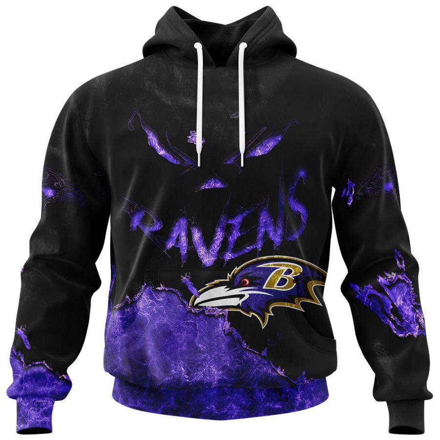Baltimore Ravens All Over Print Hoodie Devil Eyes Gift For Fans