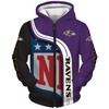 Baltimore Ravens All Over Print Hoodie Pullover Zip Hoodie Nfl For Fans