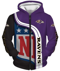 Baltimore Ravens All Over Print Hoodie Pullover Zip Hoodie Nfl For Fans