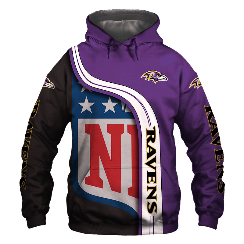 Baltimore Ravens All Over Print Hoodie Pullover Zip Hoodie Nfl For Fans