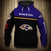 Baltimore Ravens All Over Print Skull Hoodie Pullover Zip Hoodie For Fans