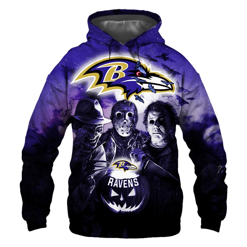 Baltimore Ravens Hoodie 3D Horror Night Halloween Gift For Fans