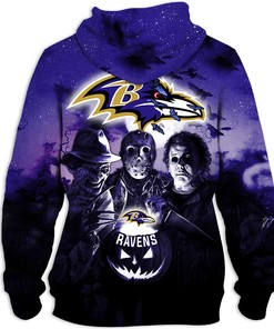 Baltimore Ravens Hoodie 3D Horror Night Halloween Gift For Fans