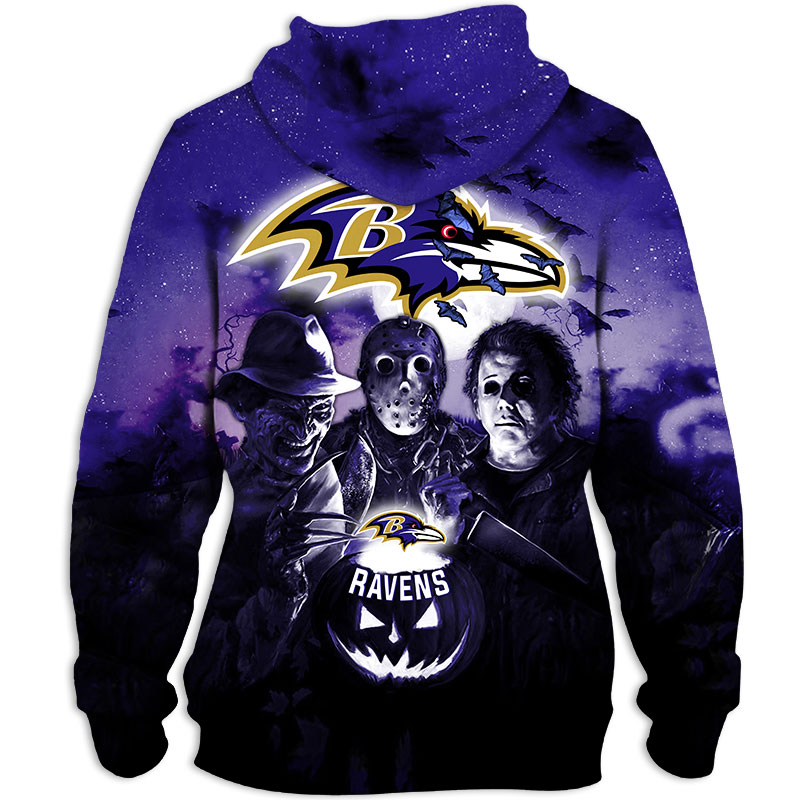 Baltimore Ravens Hoodie 3D Horror Night Halloween Gift For Fans