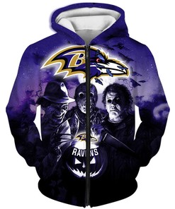 Baltimore Ravens Hoodie 3D Horror Night Halloween Gift For Fans