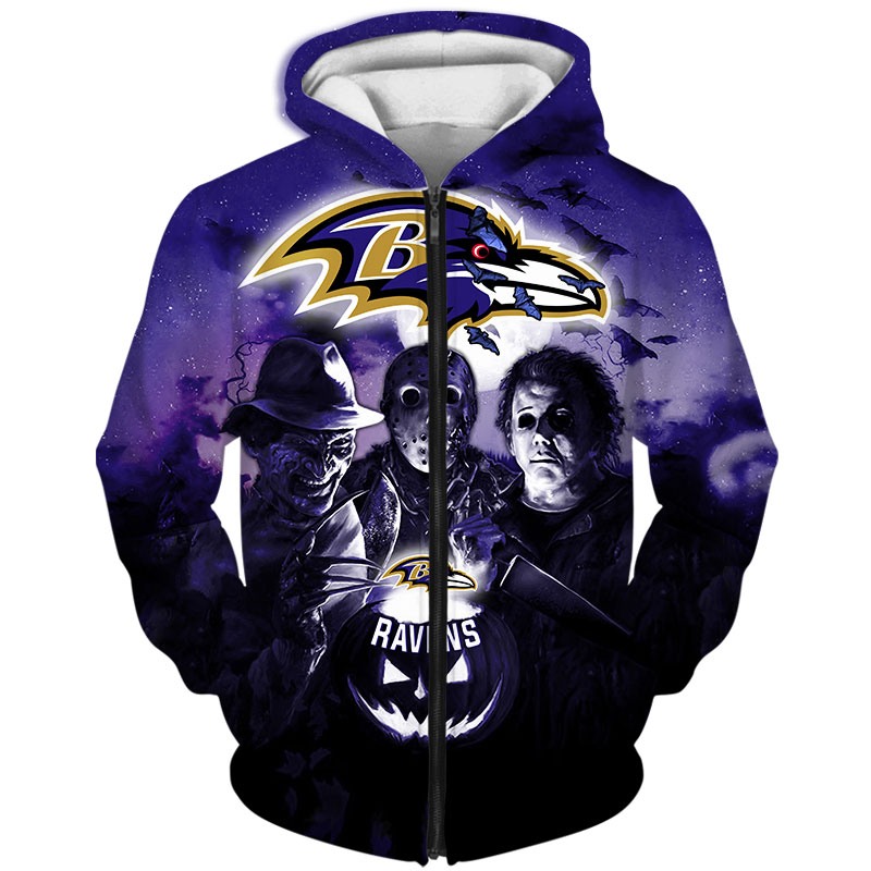 Baltimore Ravens Hoodie 3D Horror Night Halloween Gift For Fans