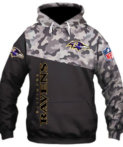 Baltimore Ravens Military Hoodie All Over Print 3D Zip Hoodie New Season