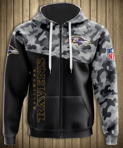 Baltimore Ravens Military Hoodie All Over Print 3D Zip Hoodie New Season