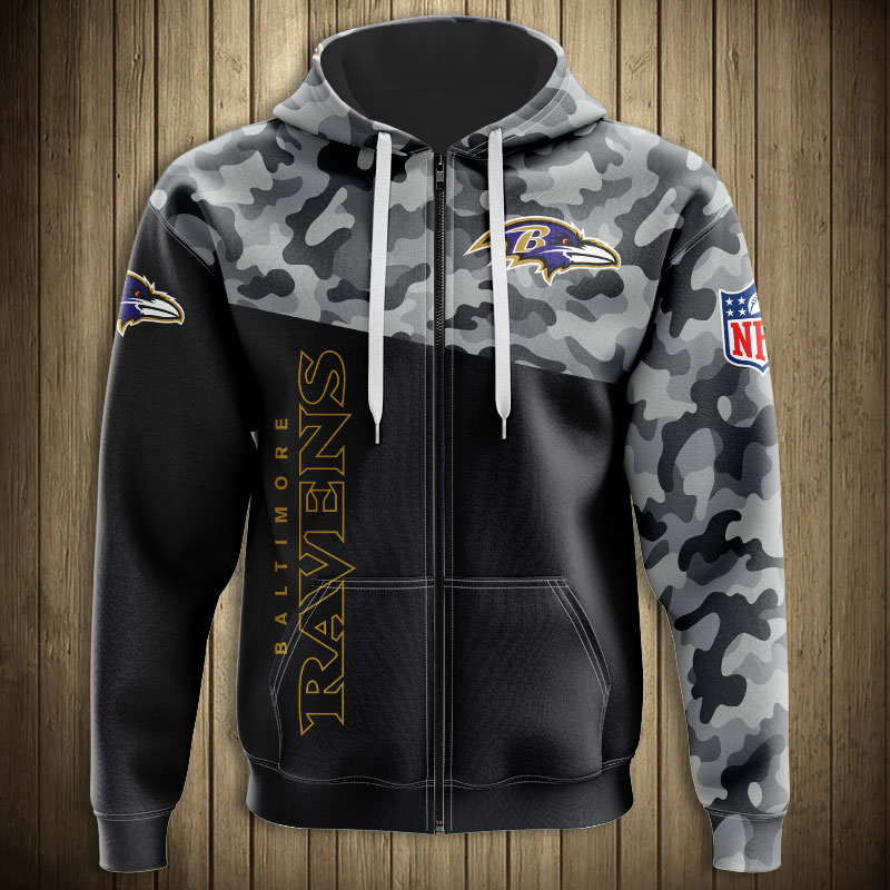 Baltimore Ravens Military Hoodie All Over Print 3D Zip Hoodie New Season